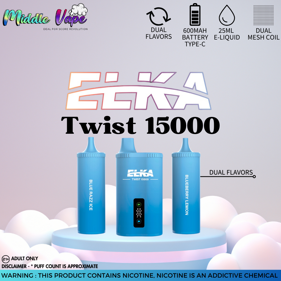 ELKA Twist 15000 Disposable Vape Blue Razz Ice/Blueberry Lemon