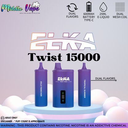 ELKA Twist 15000 Disposable Vape Jolly Rancher/Tropical Summer