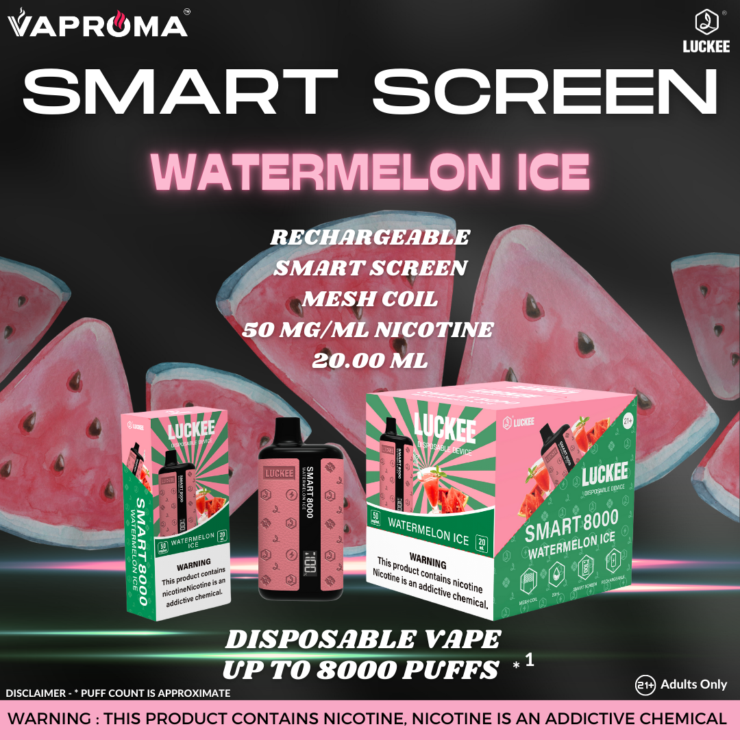 Smart Screen 8000 Disposable Vape WATERMELON ICE middlevape.com Smart Screen 8000 Disposable Vape WATERMELON ICE middlevape.com